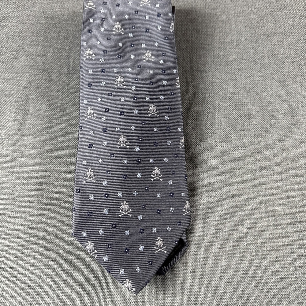 Brooks Brothers‎ Silk Tie Grayish Blue With Logo Pattern
